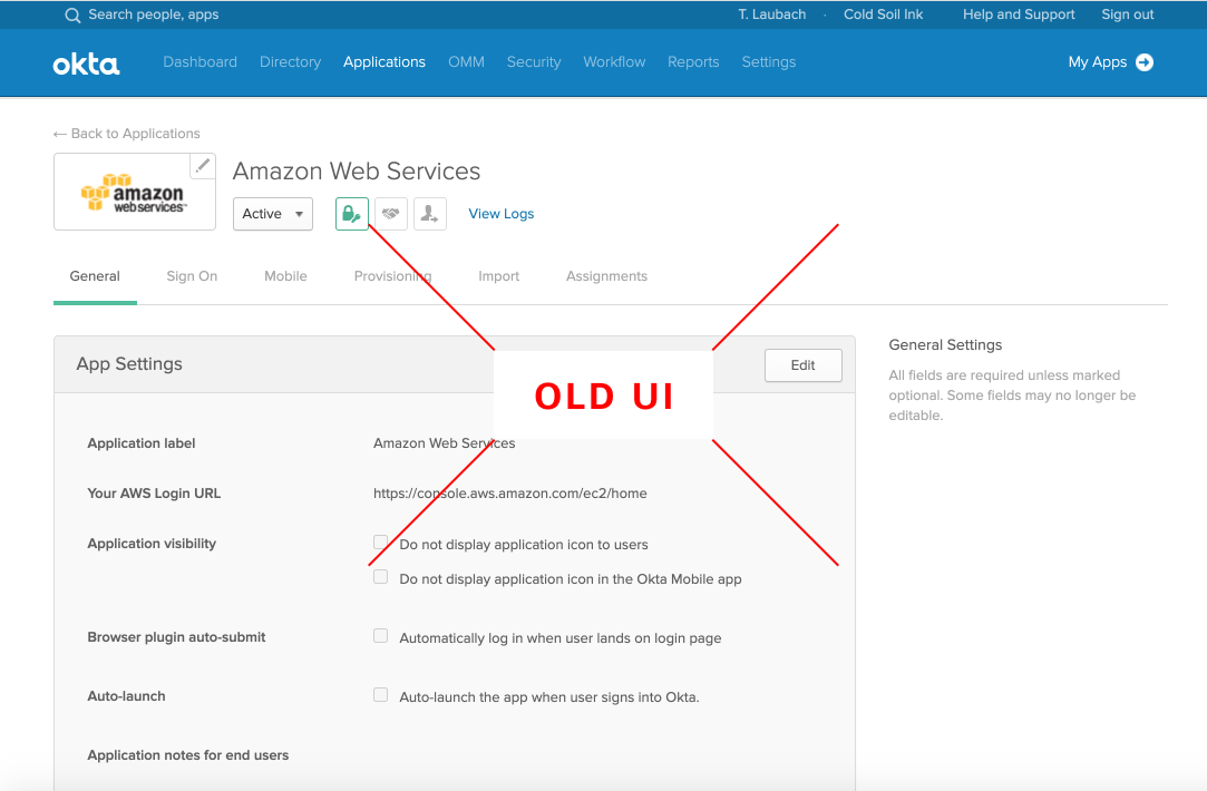 General settings on an integration.