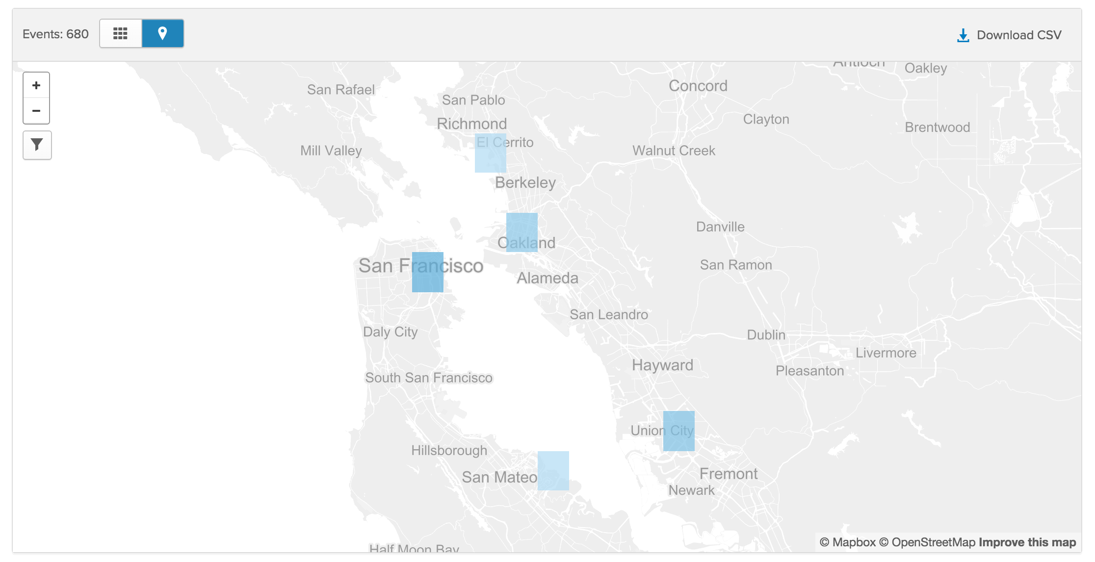 A map view of the data.