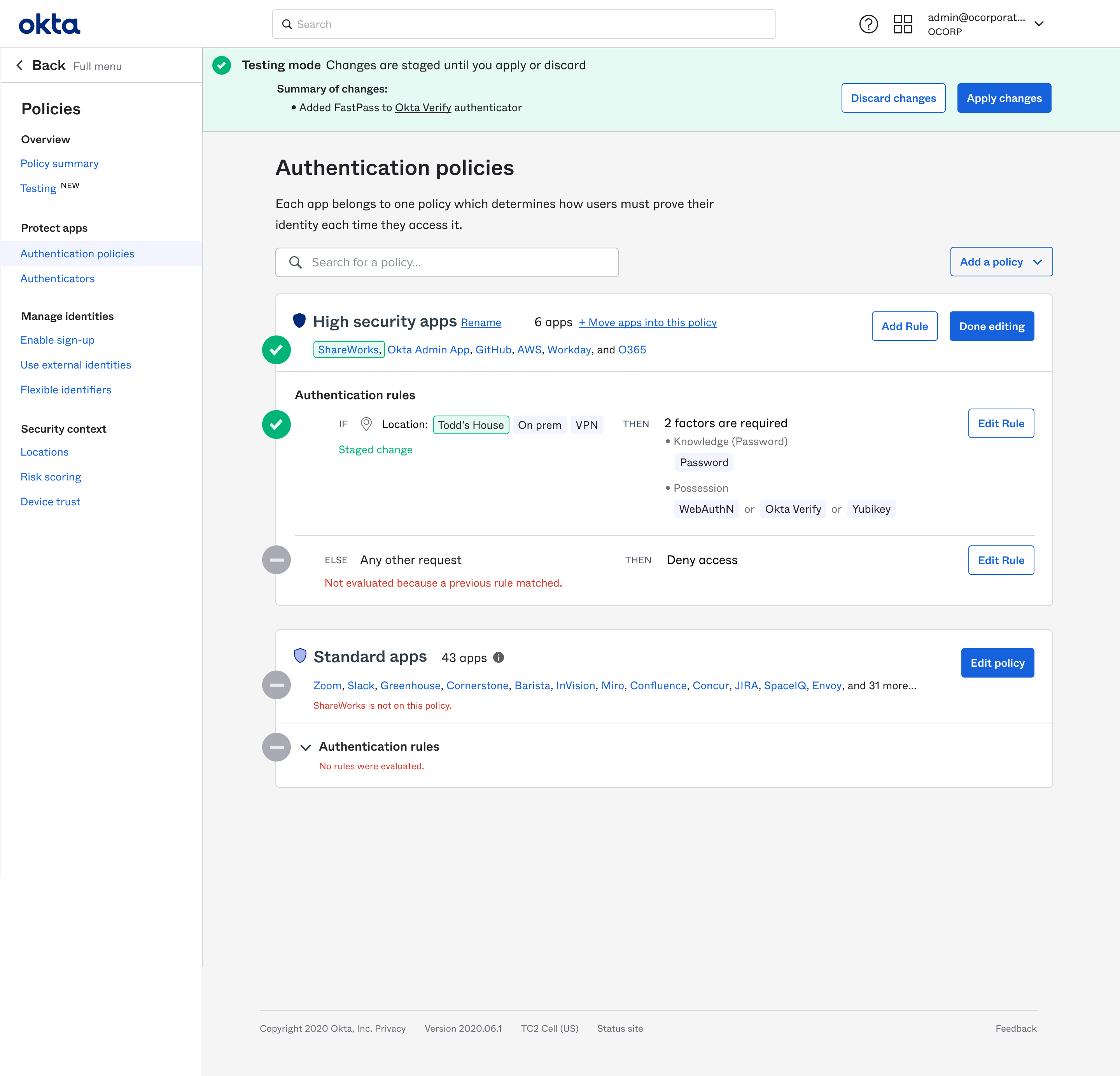 A settings page with staged changes.