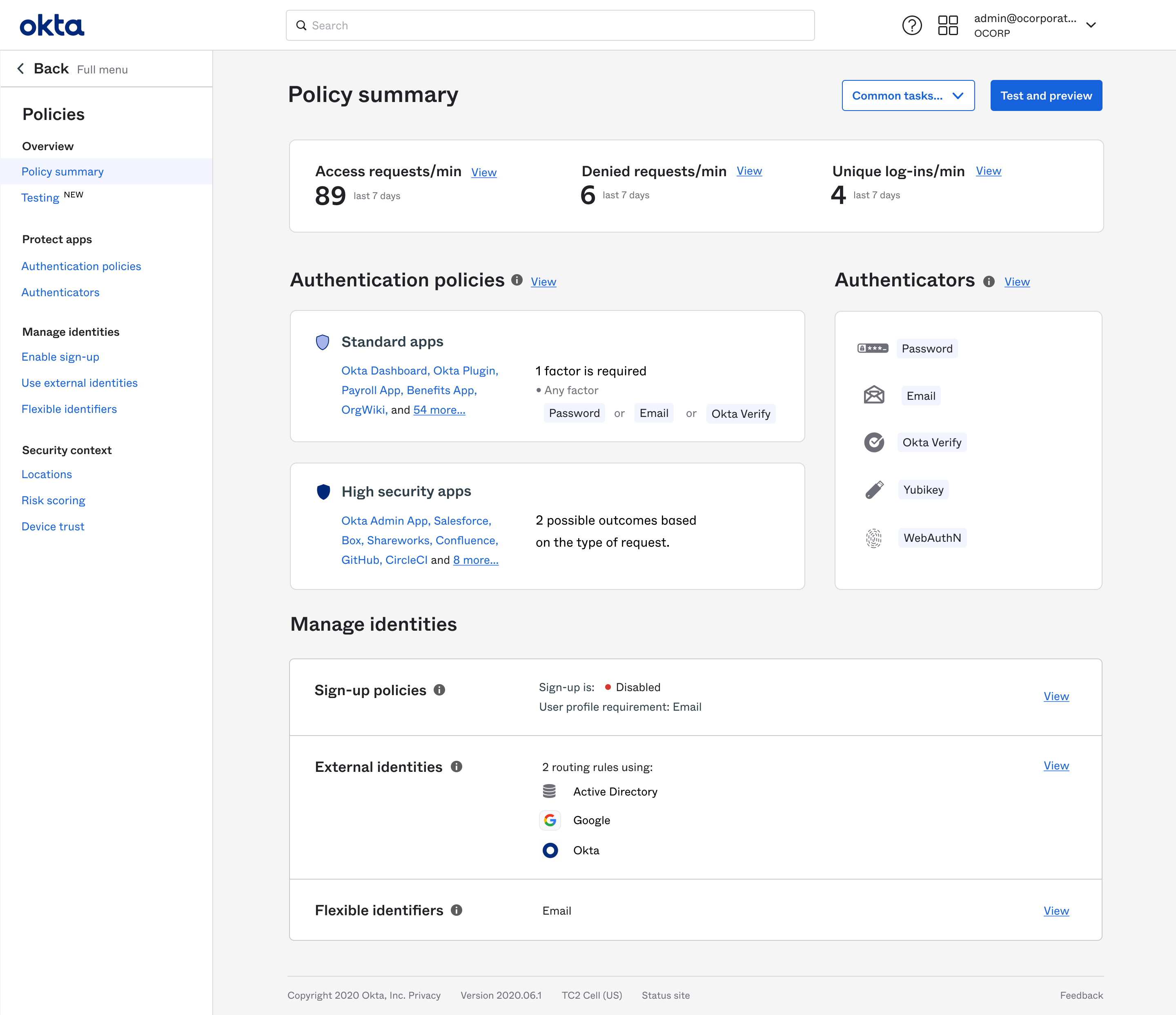 The policies landing page.
